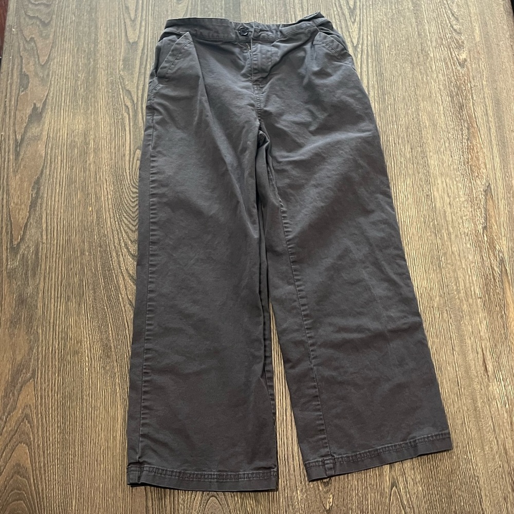 Pact Womens Organic Stretch Twill Denim Wide Leg Pants Mid Rise Gray Size Small